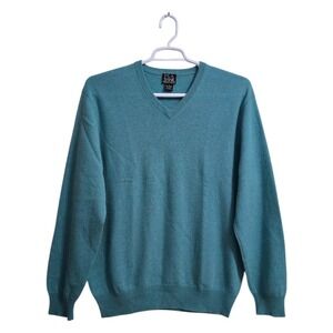 Jos. A. Bank Travelers Collection V-Neck Cashmere Sweater In Teal Sz L